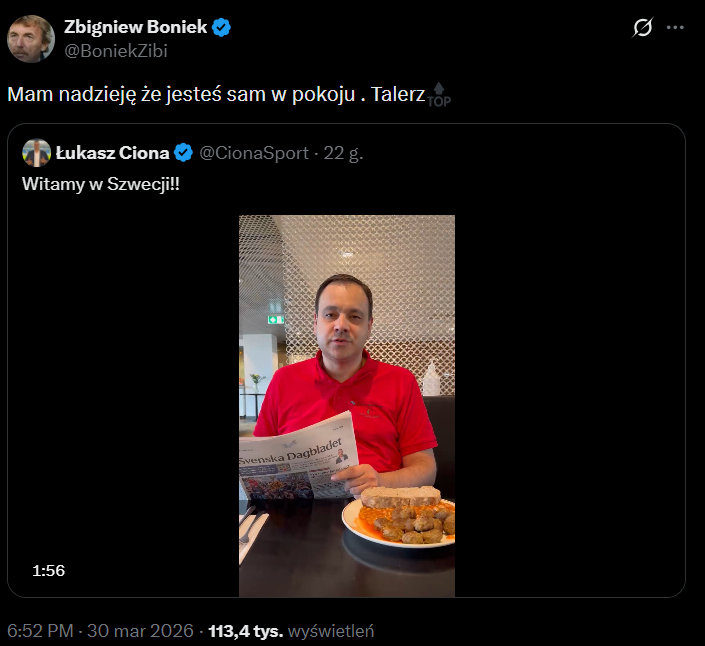 ODPOWIEDŹ Zbigniewa Bońka na... ZAWARTOŚĆ TALERZA Łukasza Ciony w Szwecji xD